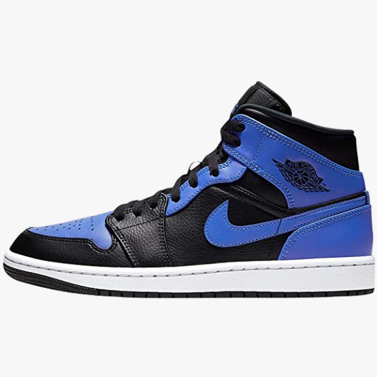 Jordan 1 Mid Hyper Royal Tumbled Leather Dame/Herre 554724-077 Jordan sko