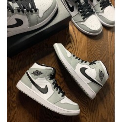 Jordan 1 Mid Light Smoke Grey Dame/Herre 554724-092 Jordan sko