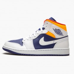 Jordan 1 Mid Royal Blue Laser Orange Dame/Herre 554724-131 Jordan sko