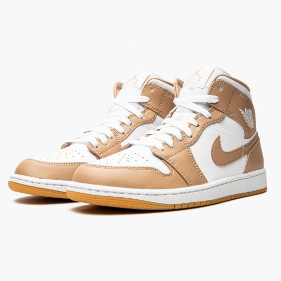 Jordan 1 Mid Tan Gum Dame/Herre 554724-271 Jordan sko