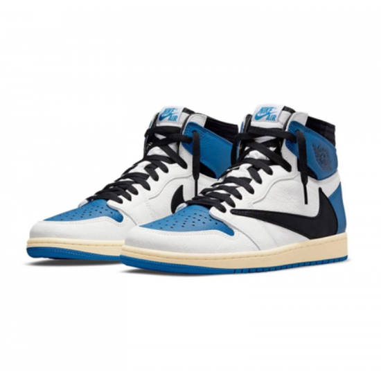 Jordans 1 High SP Fragment Design x Travis Scott Blue DH3227 105 blå Jordan Sko