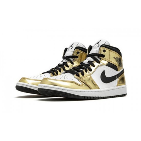 Jordans 1 Mid Metallic Gold DC1419 700 guld Jordan Sko