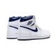 Jordans 1 High Metallic Navy WHITE 555088 106 hvid Jordan Sko