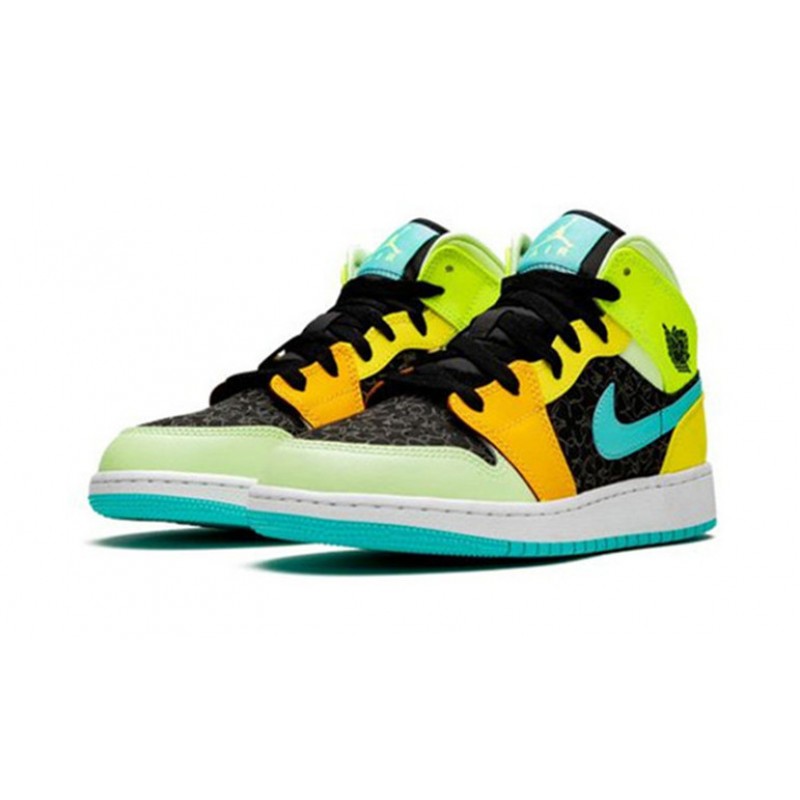 Jordans 1 Mid GS Aurora Green Optic-Yel Green BQ6931 037 grøn Jordan Sko