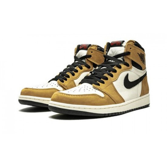 Jordans 1 High Rookie of the Year GOLDEN HARVEST 555088 700 guld Jordan Sko