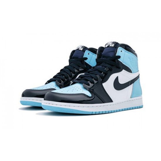 Jordans 1 High UNC Patent Leather OBSIDIAN CD0461 401 blå Jordan Sko