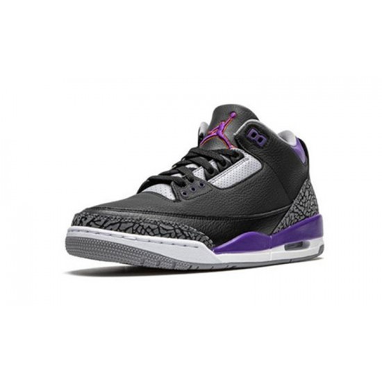 Jordans 3 Court Purple Black Cement BLACK CT8532 050 sort Jordan Sko