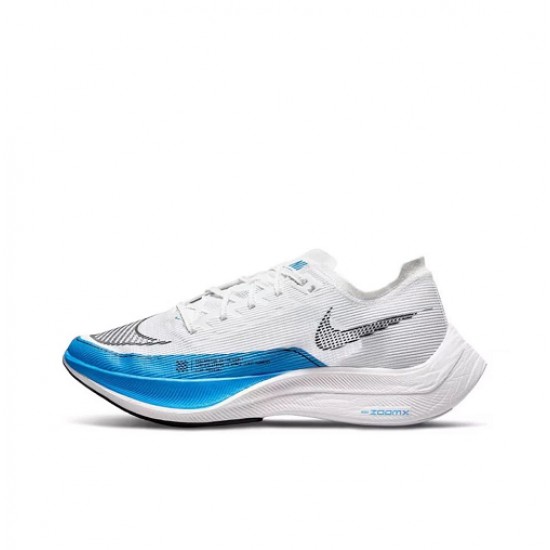 Nike ZoomX VaporFly NEXT Dame/Herre Hvid og Blå Løbesko 