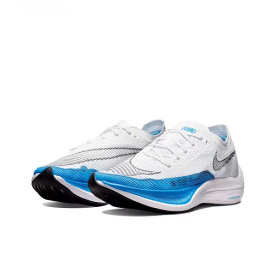 Nike ZoomX VaporFly NEXT Dame/Herre Hvid og Blå Løbesko 